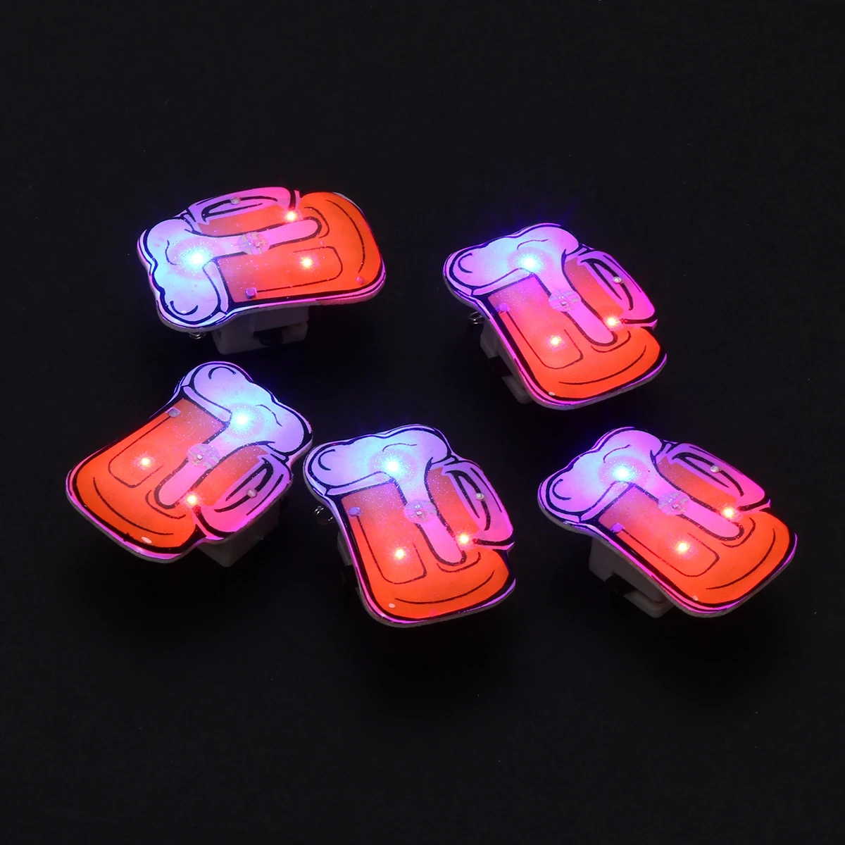 

10 Pcs Glitter Brooch Light up Badge Broach Flashing LED Pin Coffee Attention Male