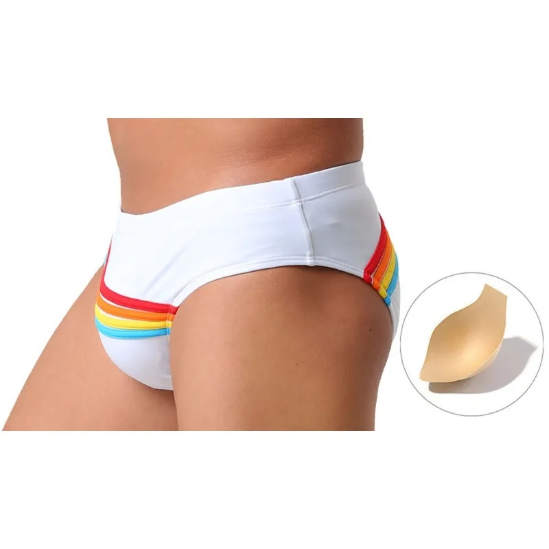 

Мужские плавки-брифы 2026 с трехмерными радужными полосками и чашечками для пляжа UXH372-1
