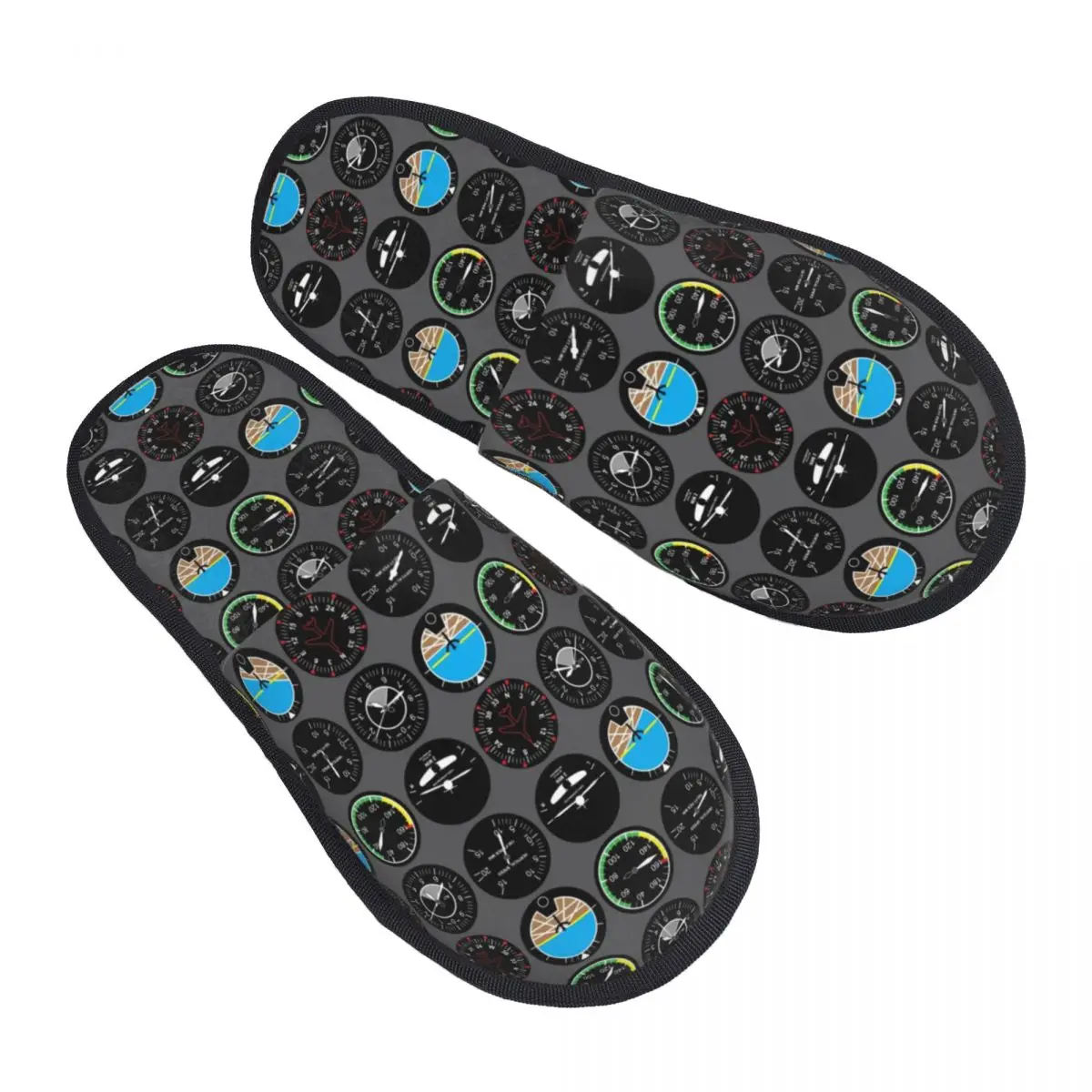 Custom Aviation Airplane Flight Instruments Memory Foam Slippers Women Comfy Warm Aircraft Pilot Aviator Plane House Slippers