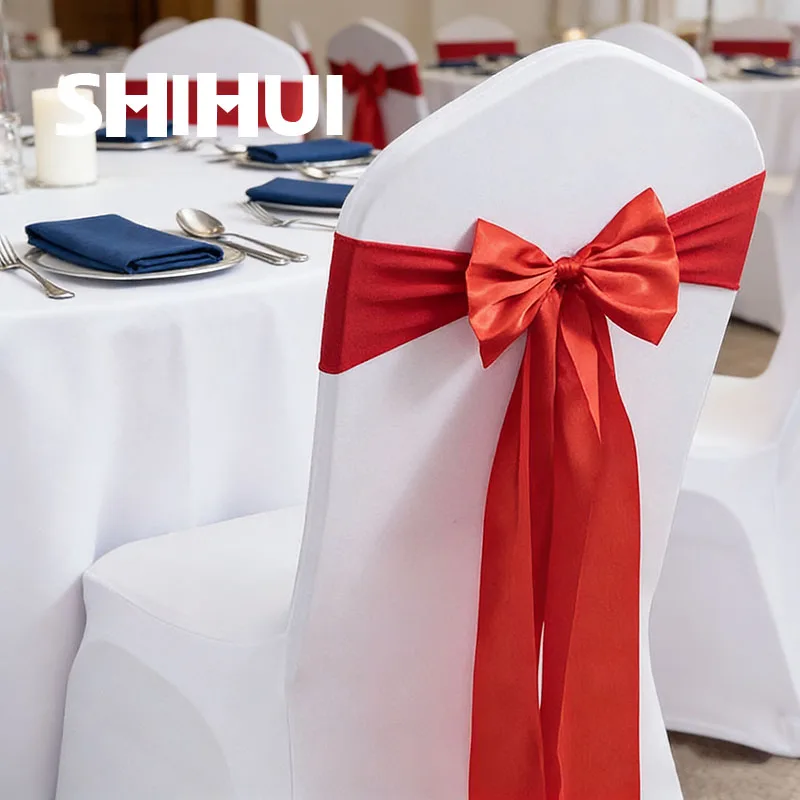 4/6/10/12/50/100 Pcs Free Tie Chair Sashes Satin Bow Tie Ribbon Knot Back Belt For Hotel Banquet Wedding Party Event Decoration
