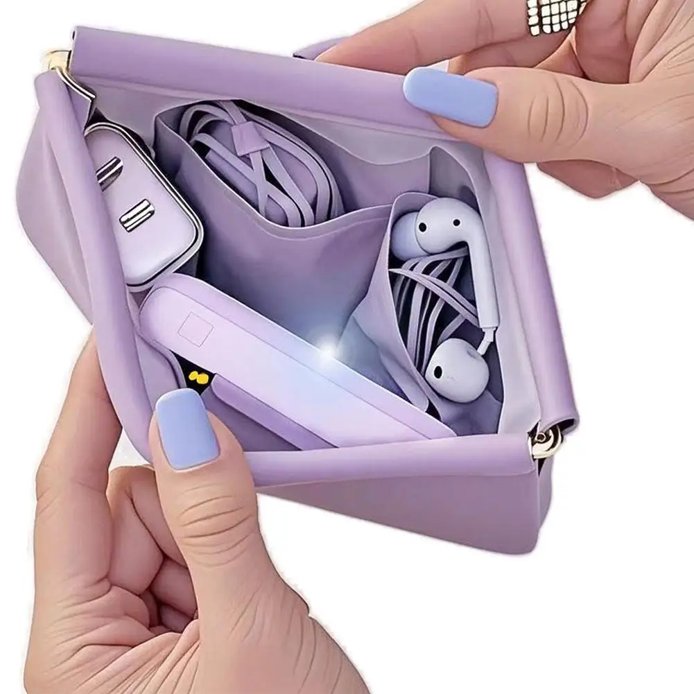 2pcs Portable zero wallet with automatic closing function, suitable for storing lipsticks, cosmetics and headphones