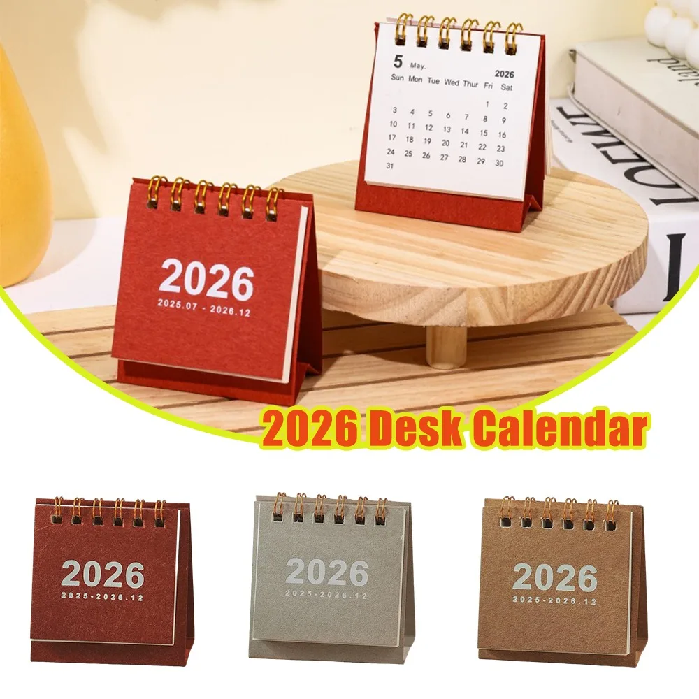 

Vintage Check In Calendar 2026 2025 Mini Desktop Calendar VintageStyle with Lunar Dates Decorative Desk Ornament Office Supplies
