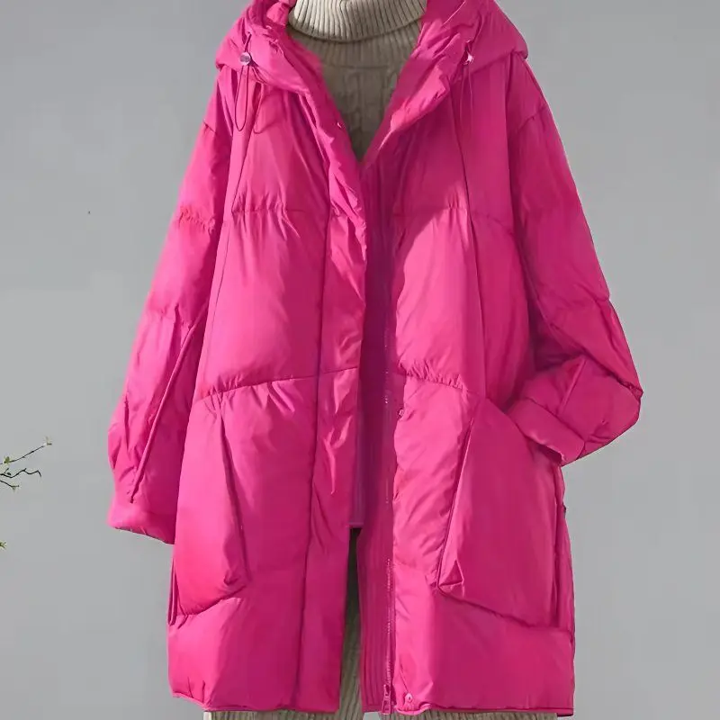 

Женское зимнее хлопковое пальто больших размеров, новое свободное теплое хлопковое пальто средней длины с капюшоном, верхняя одежда