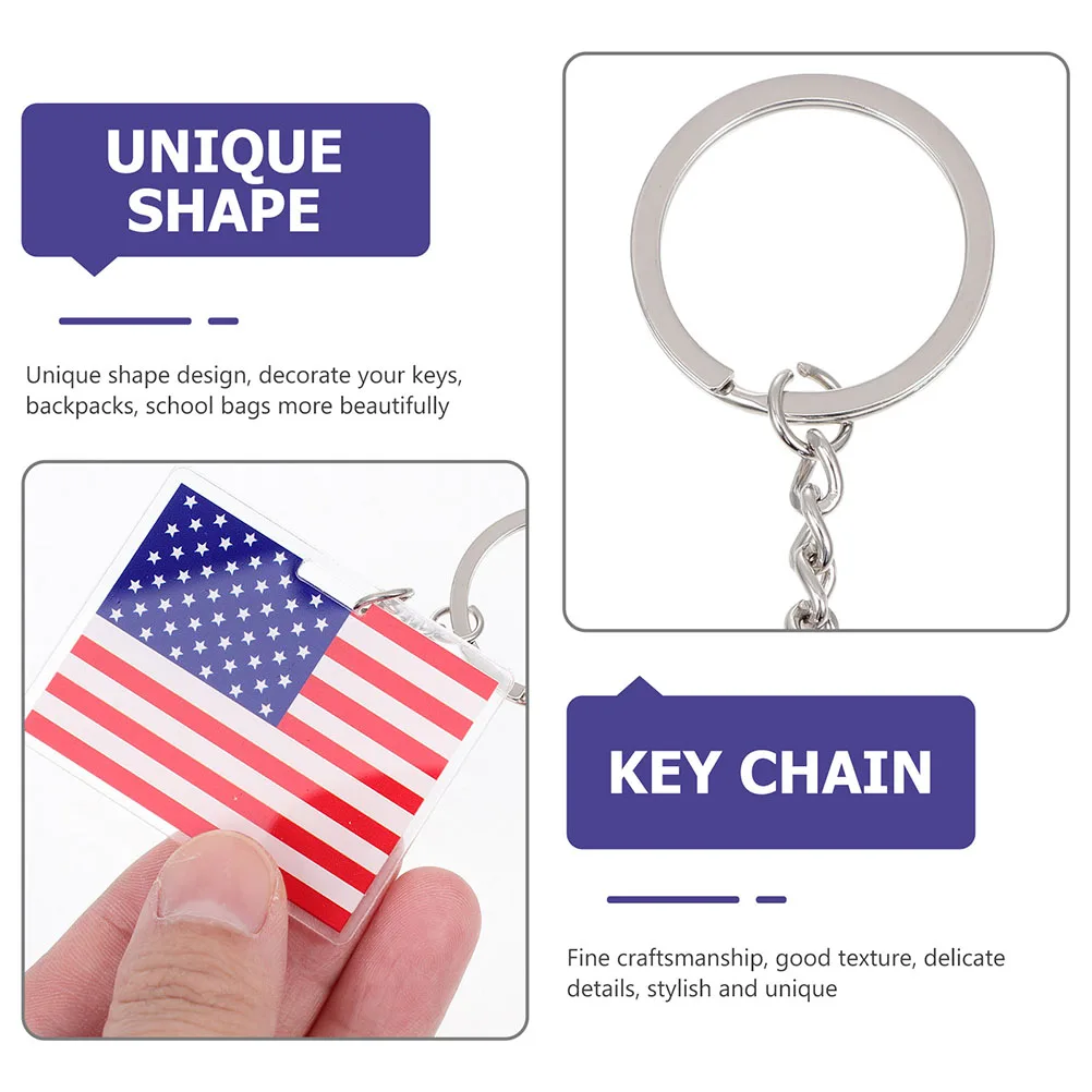 

6Pcs Keychain American Flag Acrylic Patriotic Party Favors Backpack Hanging Ornament Purse Decorative Key Holder