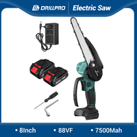 Drillpro Electric Cordless Chain Saw 3000W 8-inch Brushless Motor High-Speed Cutting Tool Compatible For Makita 18V Battery