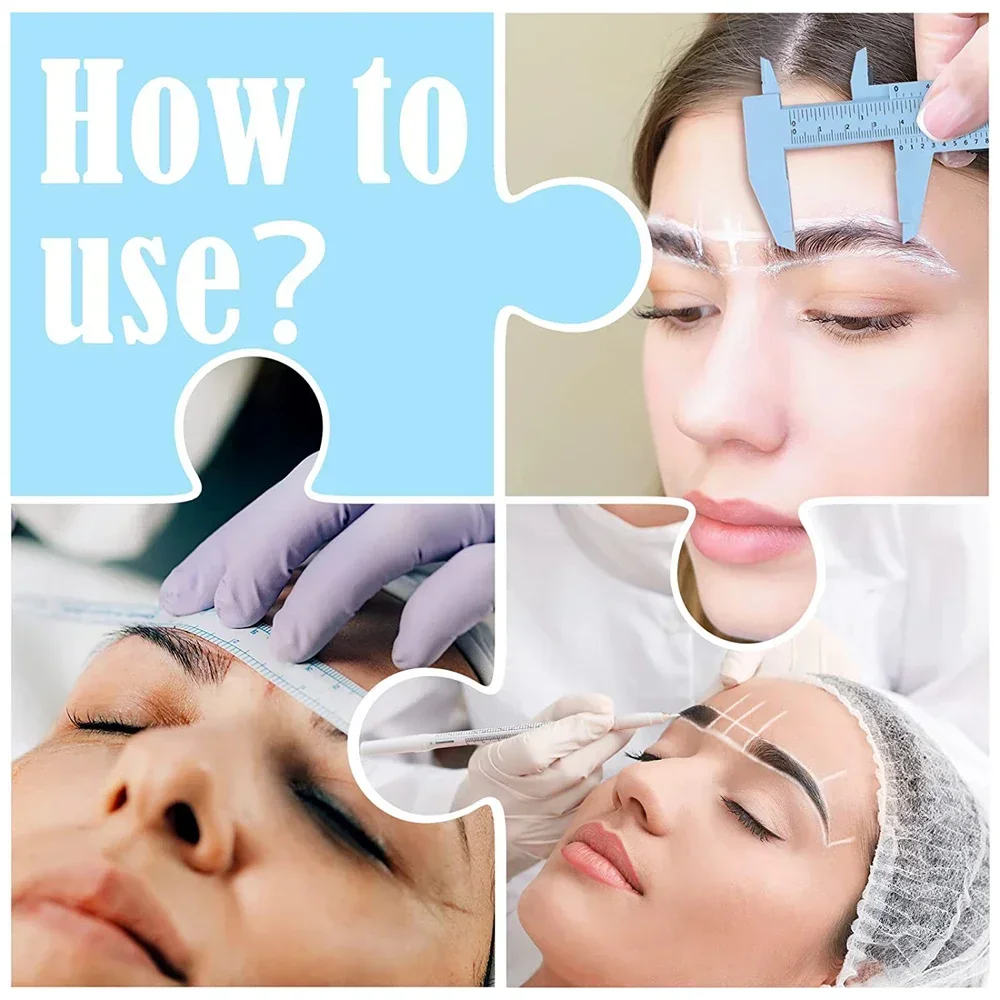 1set Marker Eyebrow Tattoo Pen with Paper Ruler Surgical Skin Eye Brow Pencil Fixed Point Microblading Permanent Makeup Supplies