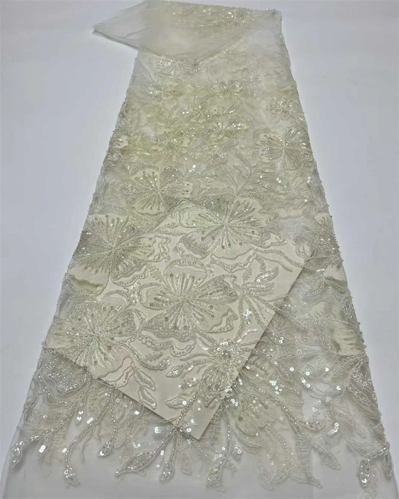 

OLOEY Роскошная африканская нигерийская кружевная ткань с блестками и бусинами, высокое качество, французская тюль, кружевная ткань для свадебного платья, вечеринки