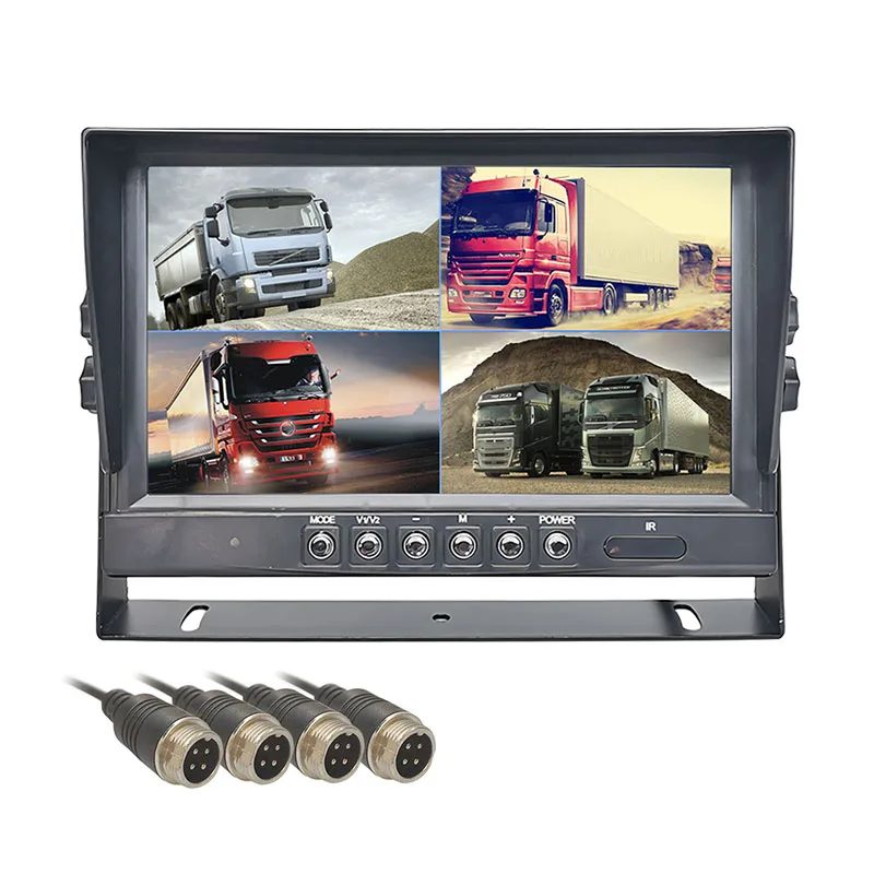 

DIYSECUR 9inch 4CH 4 Split Quad Screen Display Backup Rear View Car Monitor for Car Truck Bus Reversing Camera 12V-24V DC