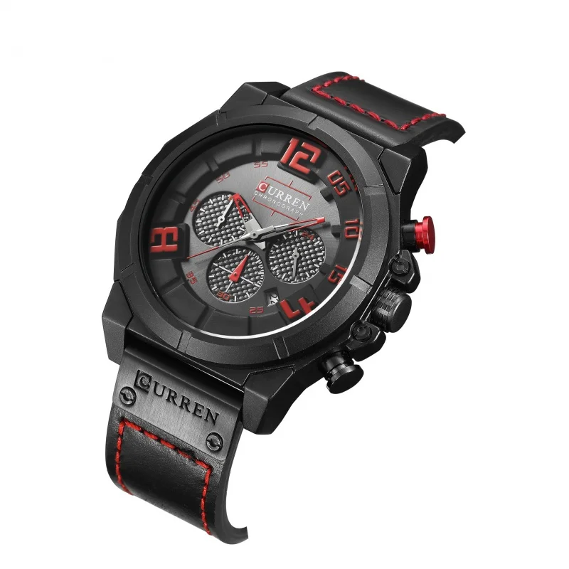 Curren 8287 مقاوم للماء كوارتز التقويم الرجال حزام ساعة عادية