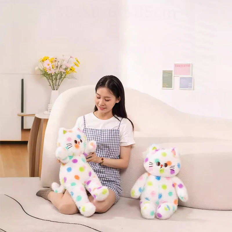 

Kawaii Polka Dot Cat Plush Toy Stuffed Doll Cute Pillow Cushion Sleep Buddy for Kids Birthday Xmas Gift for Girls and Friends