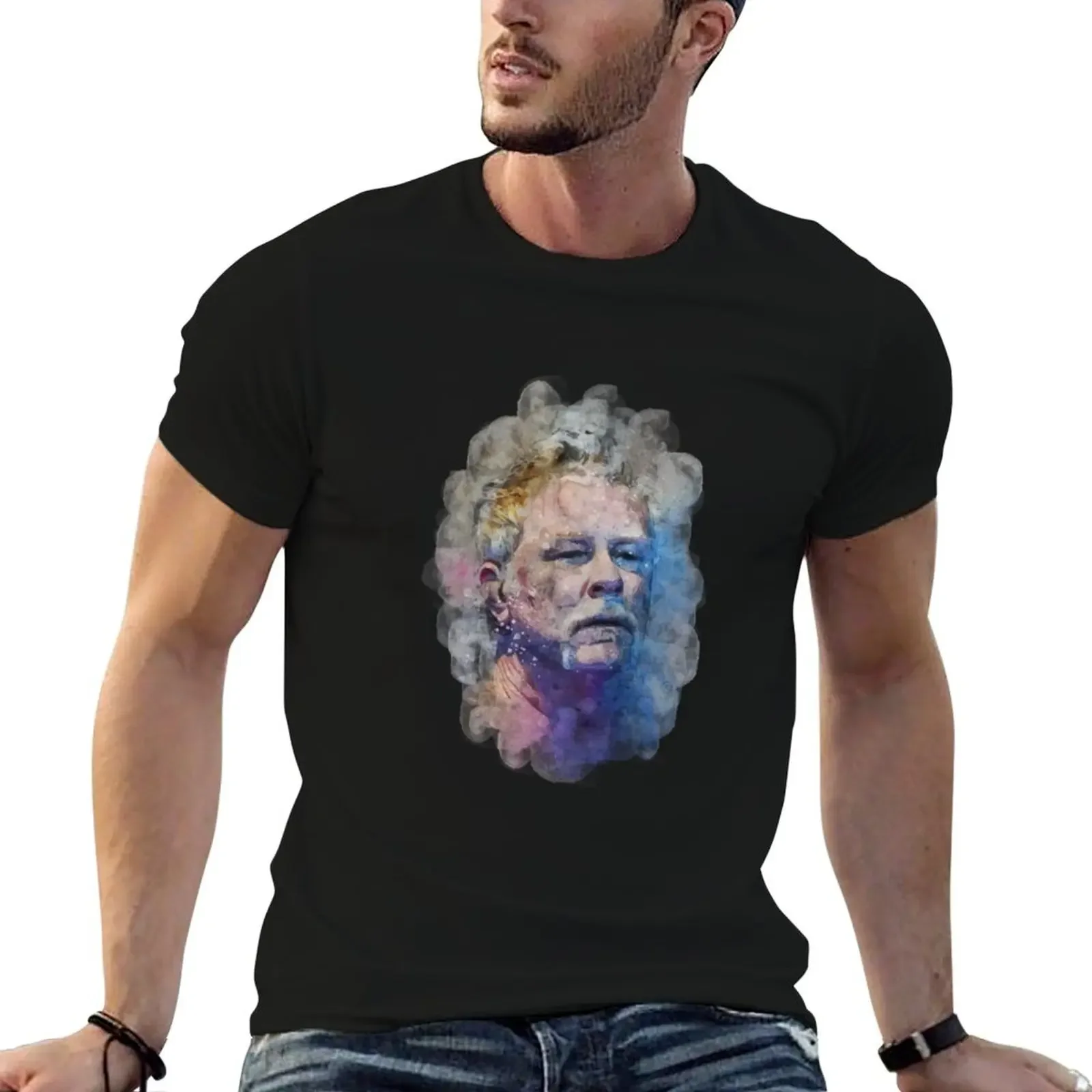 James Hetfield Watercolor T-Shirt man clothes shirts graphic boys whites anime clothes plain white t shirts men