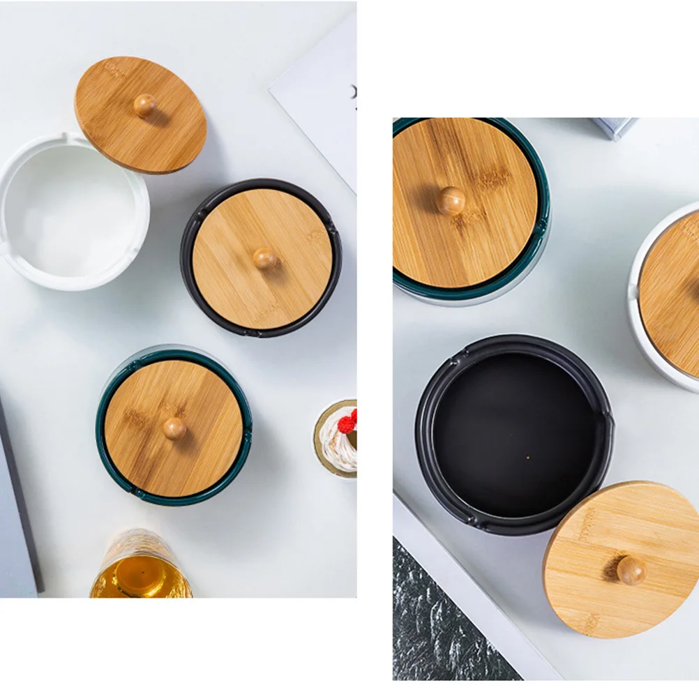

Ceramic Ashtray Windproof Desktop Jar Vintage Cigarette Holder Creative Ornament For Home Office Decoration White
