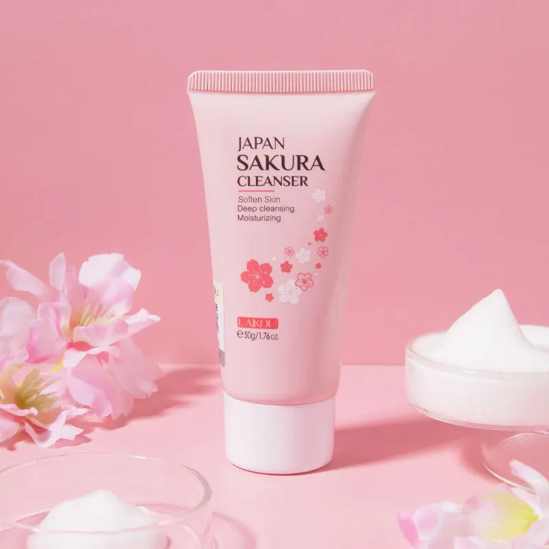 Sakura Cleanser Rich Foam Deep Clean Remove Grease Improve Oily Face Wash Cream Gentle Moisturizing Remove Blackhead Cleanser