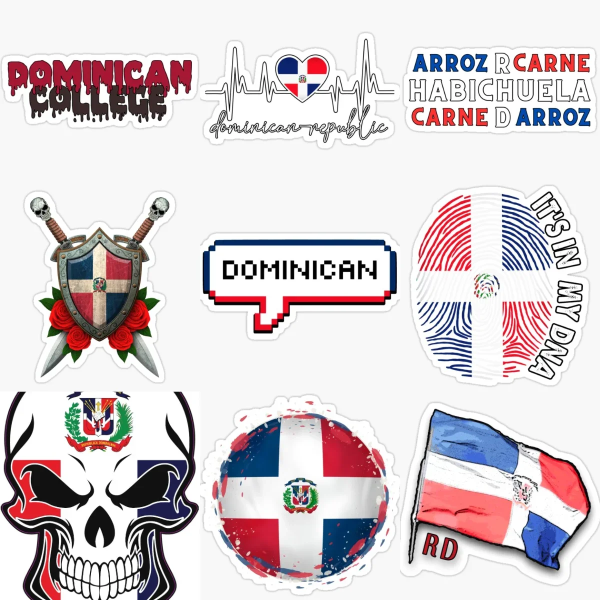 

Dominican Flag Map Emblem Creative PVC Stickers for Car Wall Room Truck Motorcycle Window Helmet Decoration Accessories