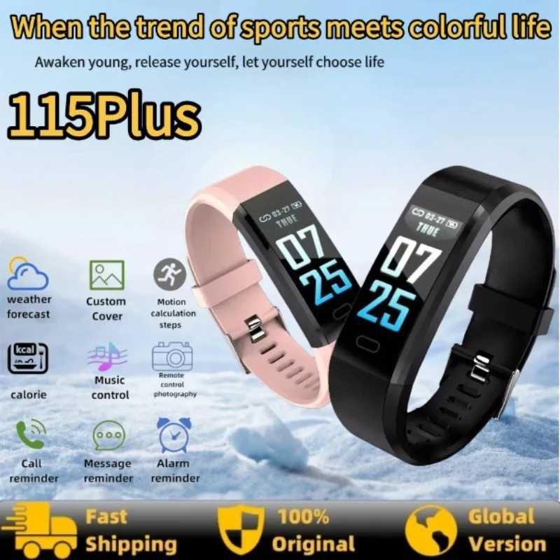 115Plus Smartwatch für Männer und Frauen – Fitness-Tracker mit Herzfrequenz-Blutdruck-Schlafmonitor, Aktivitäts-Tracker