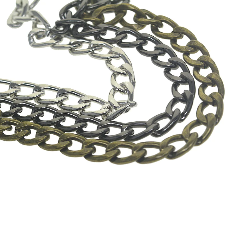Custom Length Black Bronze Silver Biker 7.5mm 0.3inch 30cm-100cm NK Link Chain Wallet Jean Biker FOB Keychain Bag Strap DIY
