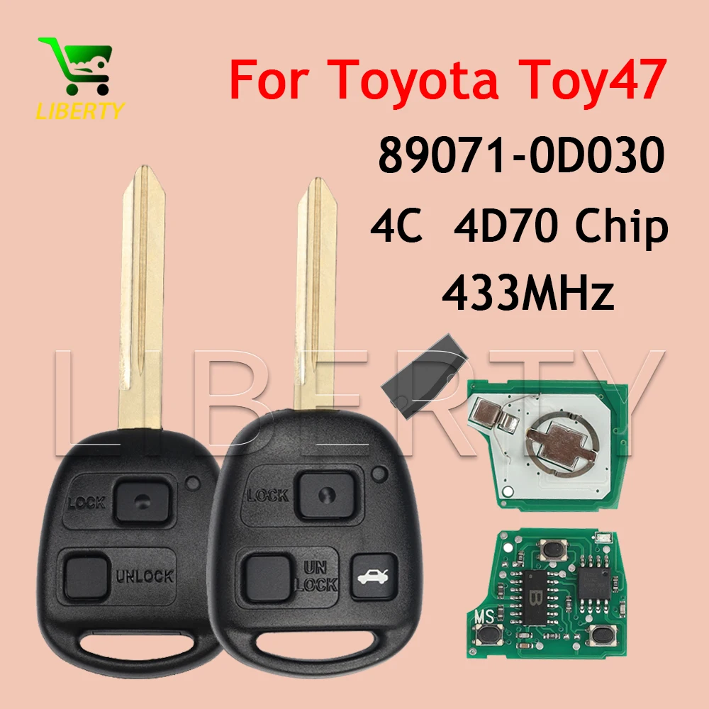 Ly 89071-0D030 433MHz 4C/4D70Chip VALEO 736716-A سيارة مفتاح تحكم عن بعد فوب لتويوتا كورولا يارس أفينسيس أفانزا 2003-2012