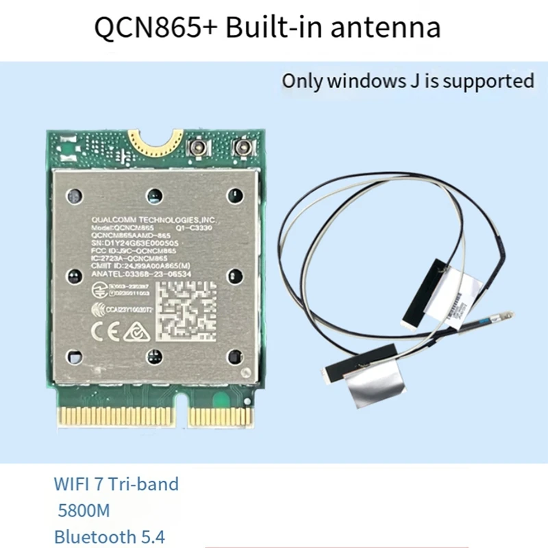 Wifi7 Tri Band QCNCM865 Bluetooth 5.4 Wireless Wifi Card Tri Band 2.4G/5G/6Ghz Network Wireless Adapter For Win11