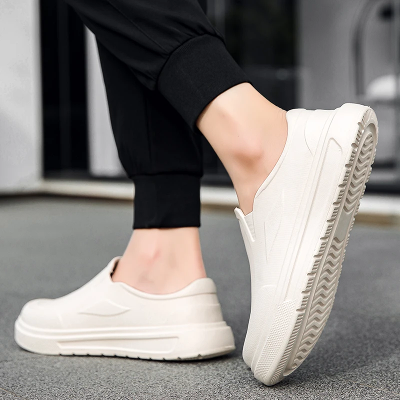Men's Chef Shoes Anti Slip Oil Resistant Dirt Resistant Work Shoes Quick Drying Thick Soled Rain Shoes Large Size Breath Clogs image 3