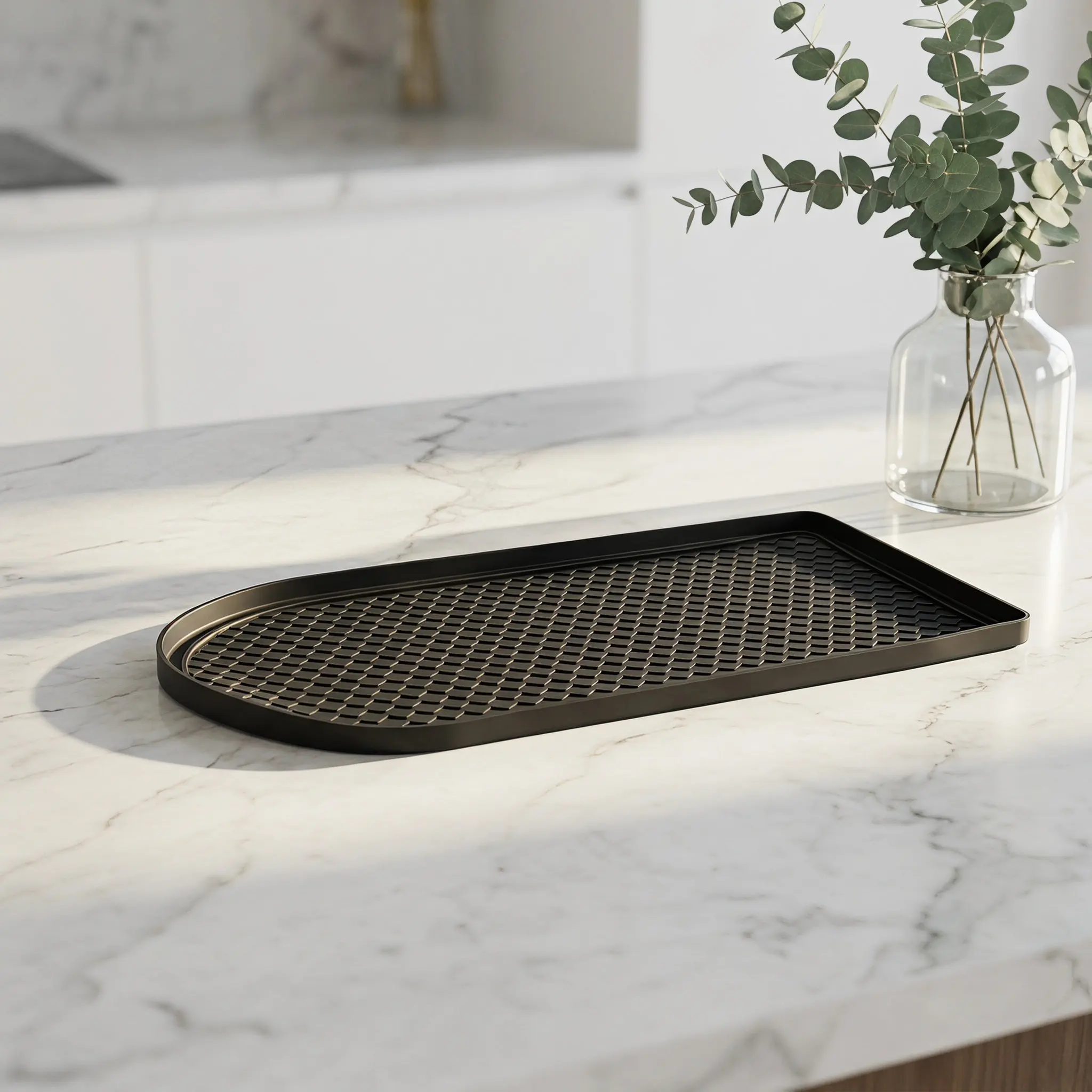 Silicone Coffee Anti Slip Mat Raised Edge Protector Spill Resistant Kitchen Counter Mat for Espresso Machine Air Fryer Use