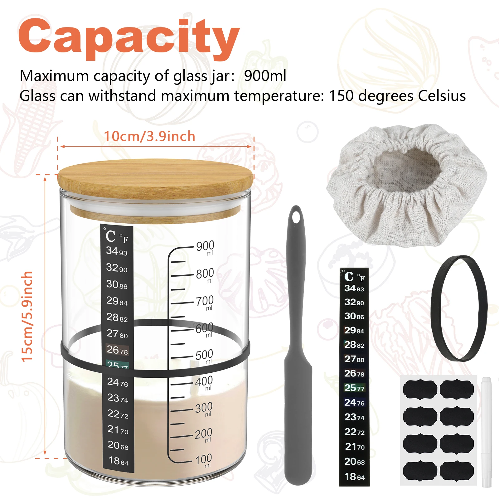 Zuurdesem Starter Jar Kit Zuurdesem Starter Container Bakken Gisting Pot Voedsel Opslag Pot Keuken Brood Bakken Accessoires