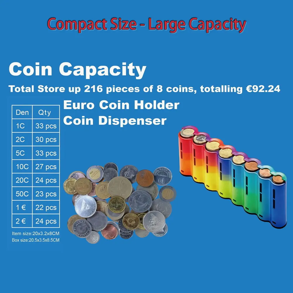 New Color 6/8Slots Portable Euro Coin Storage Box Coins Sorter Dispenser For Waiter Cashier Driver Home Shop Money Safe Box view 5