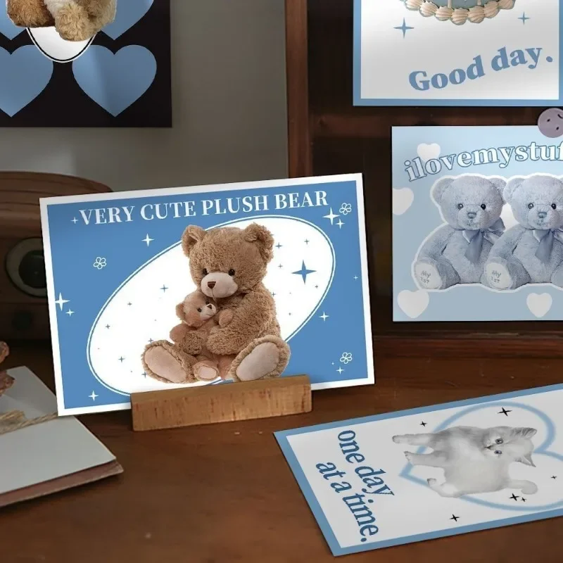 10 Sheets Blue Series Greeting Cards Postcards Female Room Wall Stickers Desktop Decorations DIY Decoration Blessing Cards