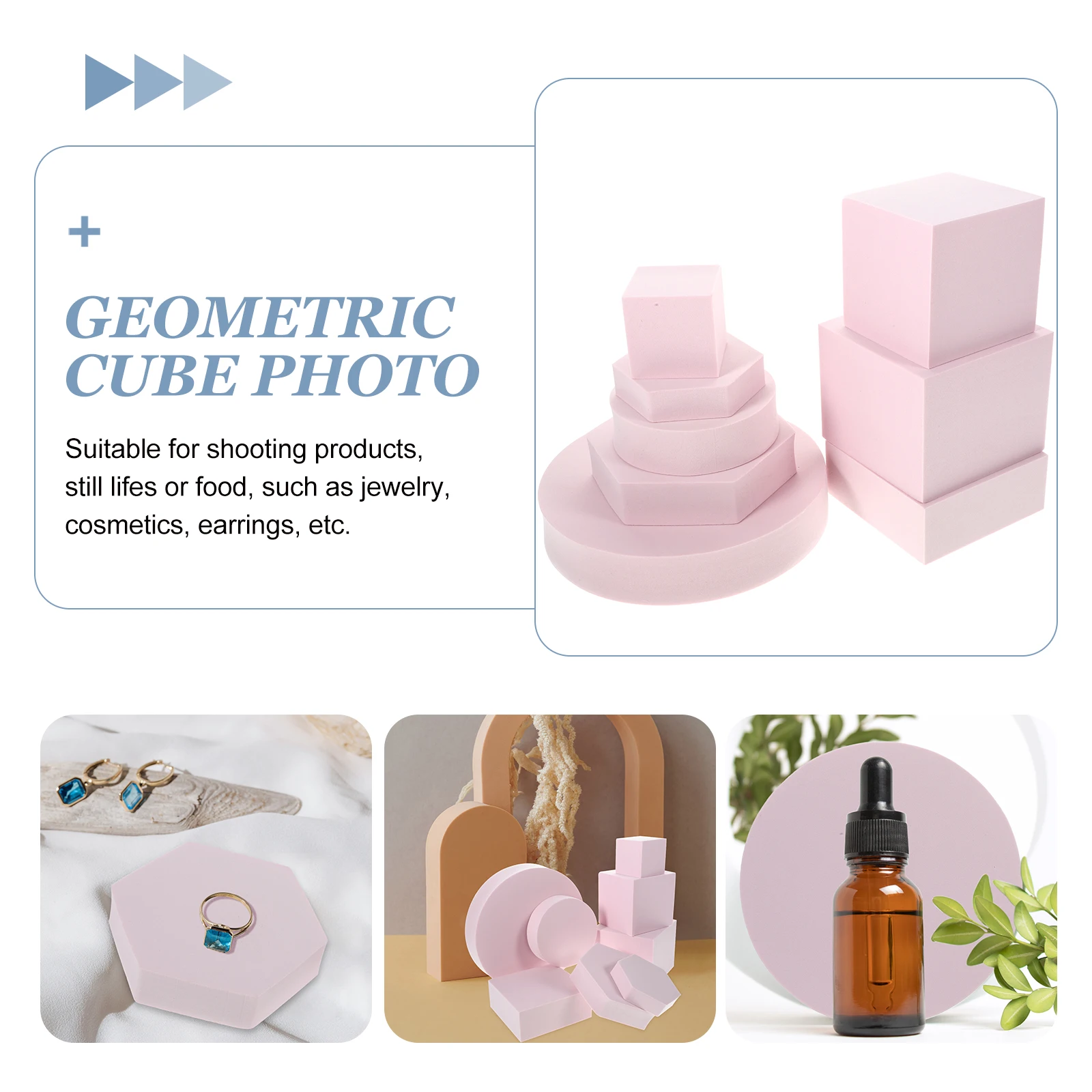 

8pcs Geometry Photo Props Set Foams Cube Decorative for Jewelry Cosmetics Photography Lightweight Durable Studio Accessories