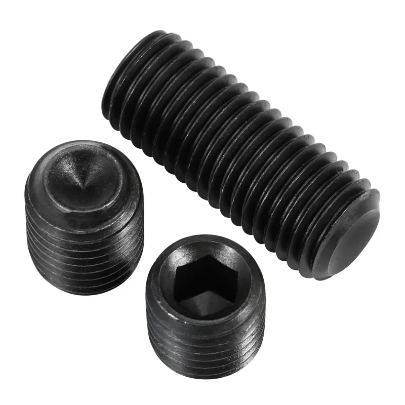 2~10pcs Black 12.9 Grade Carbon Steel Hex Hexagon Socket Set Screw M10 M12 M14 M16-M24 Allen Point Grub Headless Screw Set Bolt