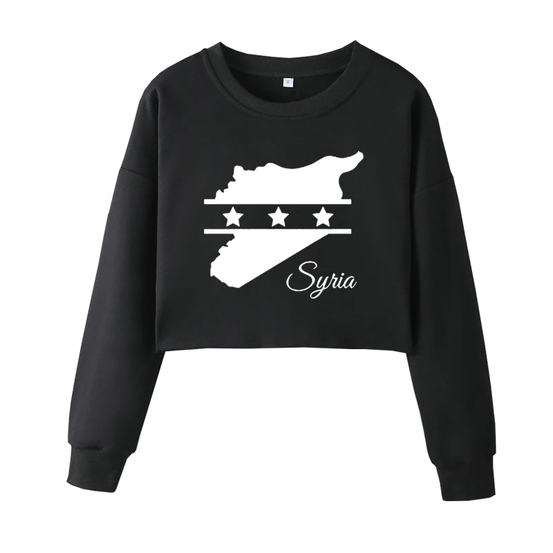 Syrian Freedom Oversized Navel Cropped Sweatshirt, Syrian Flag, Anti-War Clothing, Middle East, Harajuku Casual Tops, Unisex