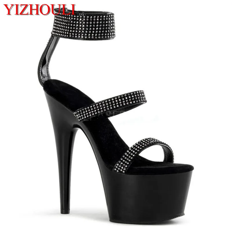 

Top Grade Custom-Made Classic Ankle-Wrap Shiny rhinestones 15cm High Heel Shoes , Dress Shoes, Party / Wedding dance shoes