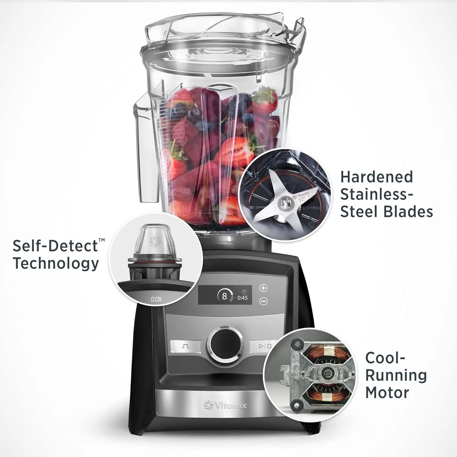 Vitamix A3300 Ascent Series Smart Blender, Professional-Grade, 64 oz. Low-Profile Container, HITAM