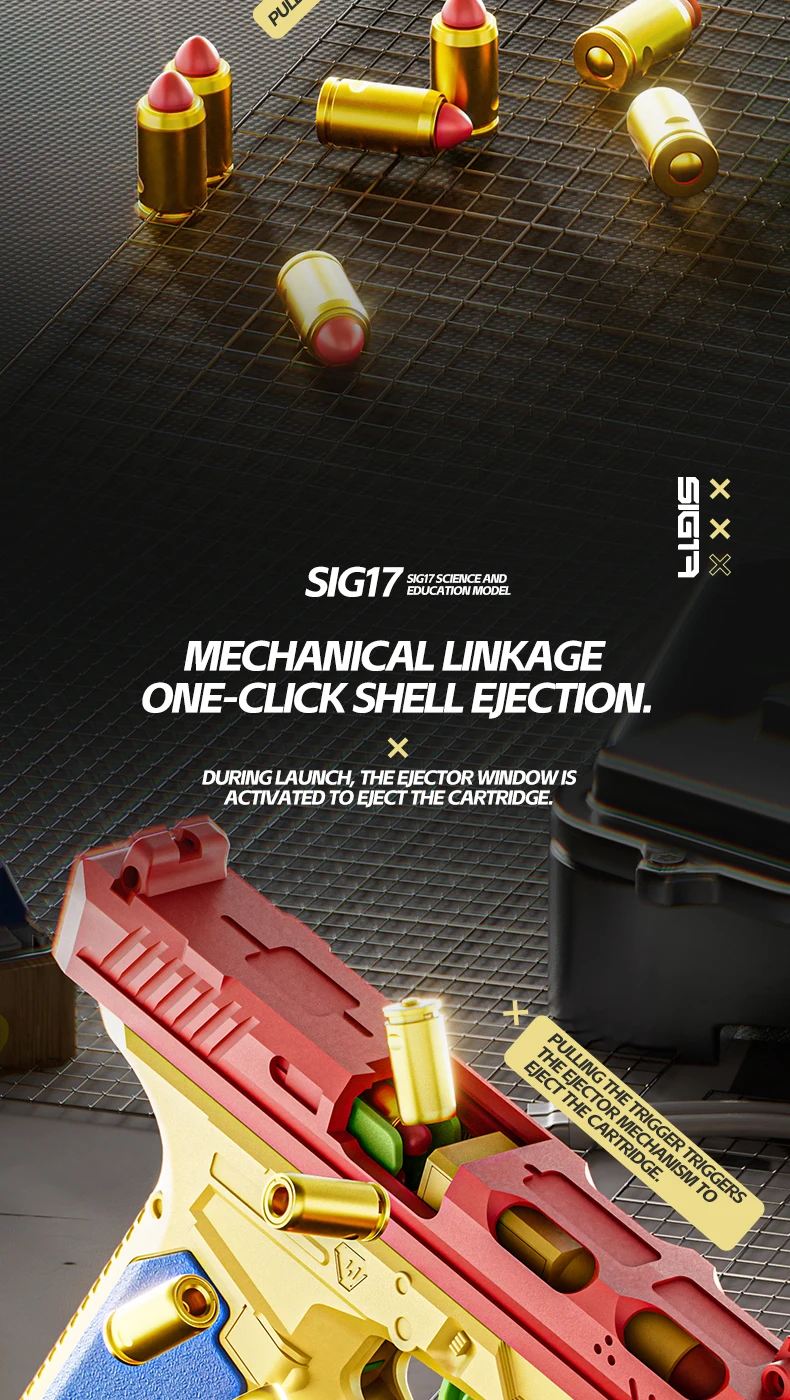 SIG17 Kontinuierlich Feuernde Baustein-Spielzeugpistole mit Hülsenauswurf, Airsoft-Blowback-Pistole mit Leerlauffunktion für Outdoor-CS-Schießspiele – Detail 3
