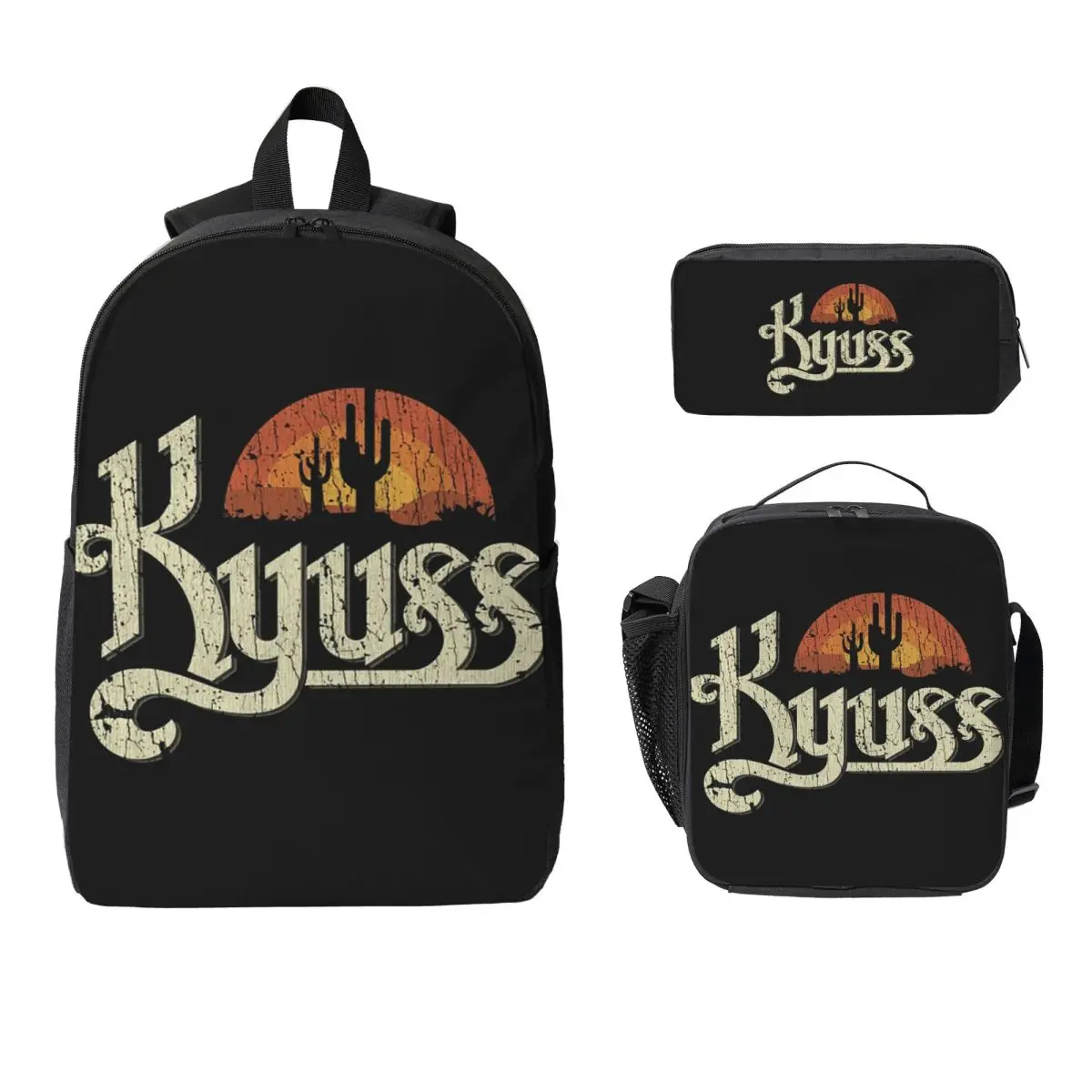 

Kyuss Sunset 1987 Backpack Student Boys Girls BookBag School Bag Computer Shoulder Bags 3ps Insulated Lunch Bag Pencil Case