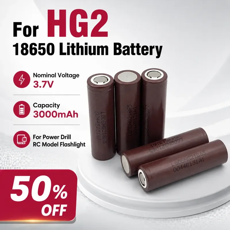 For HG2 18650 Lithium Rechargeable Battery 3.7V 3000mAh 20A Discharge Power Cell for Power Drill RC Model Flashlight