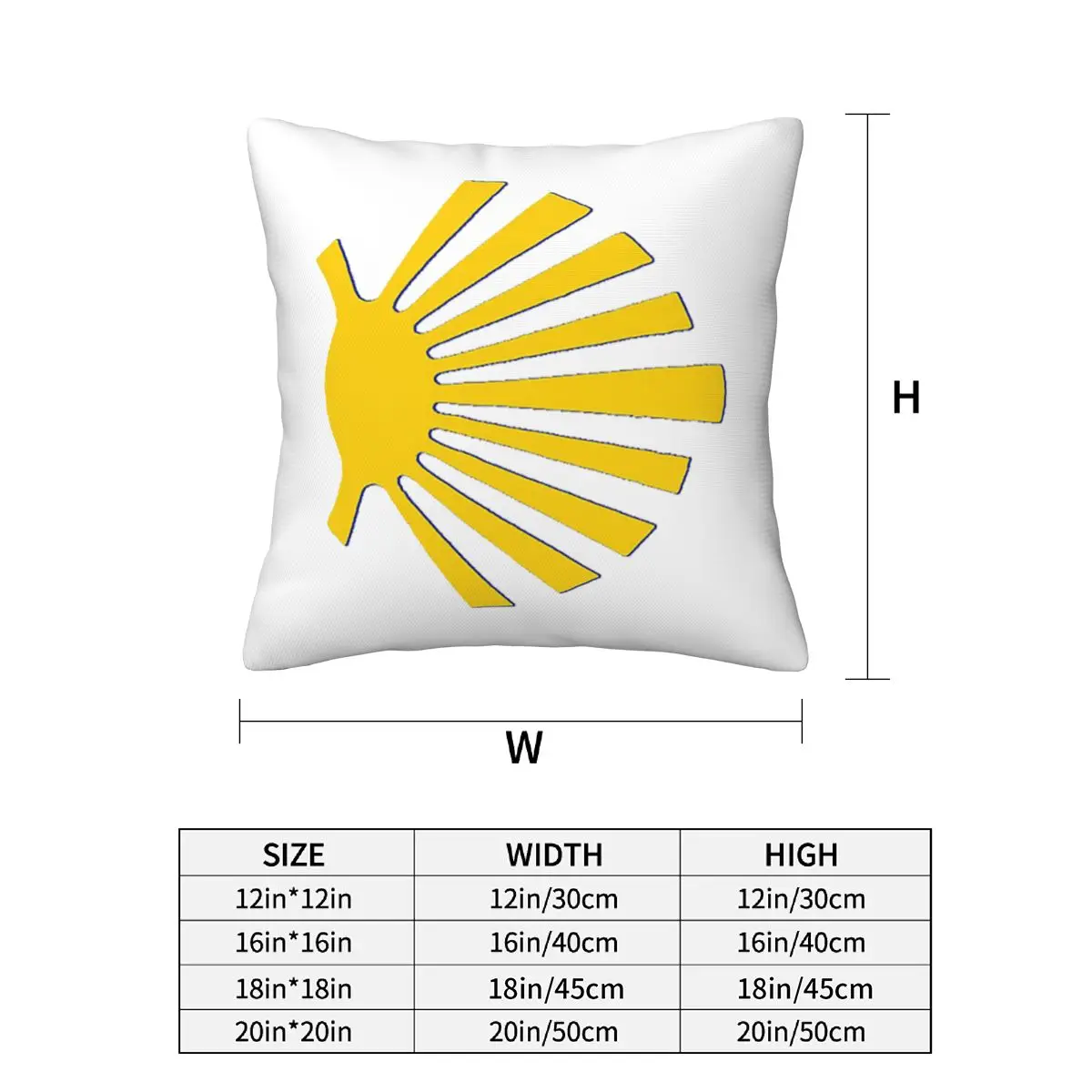 Camino De Santiago Symbol Large Yellow Scallop Shell 2 pcs Square Pillowcase Pillow Cover Cushion Decor Comfort Throw Pillow