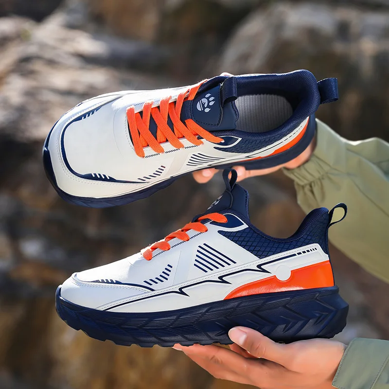 Outdoor Sports Shoes Wide Head Thick Bottom Men's Casual Running Shoes Comfortable Breathable Low Cut Lace-Up Sneakers