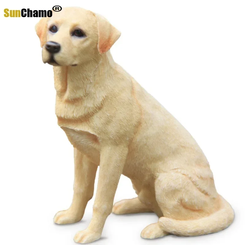 Fashion Labrador Retriever Sitting Posture Simulation Dog Model Car Handicraft Furnishings Figurines Miniatures Decoration Craft