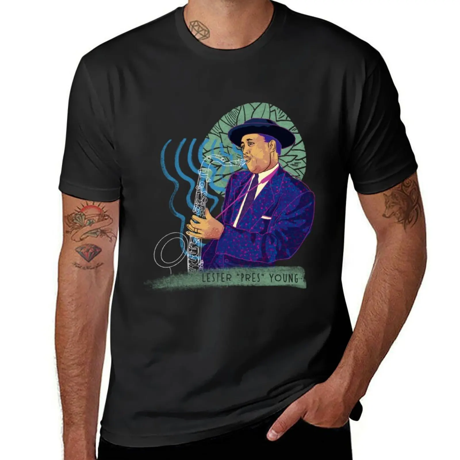 Jazz legend Lester Young T-Shirt vintage clothes aesthetic clothes blacks men clothings