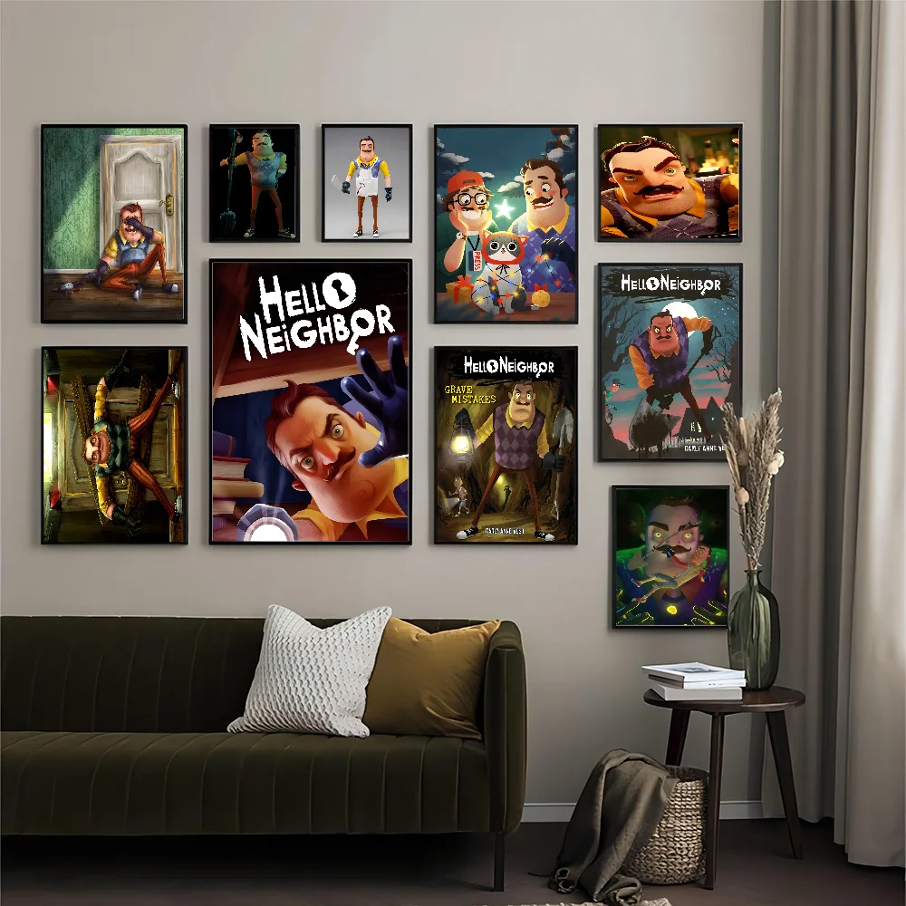 Game Hello N-Neighbor 2 Classic Movie Posters Waterproof Paper Sticker Coffee House Bar Decor Art Wall Stickers