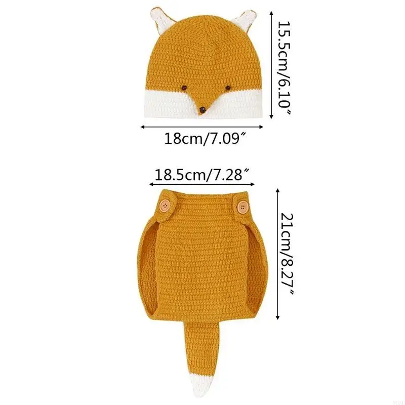 95AE دعامة تصوير لحديثي الولادة، صور للأطفال الرضع، ملابس كروشيه على شكل حيوانات