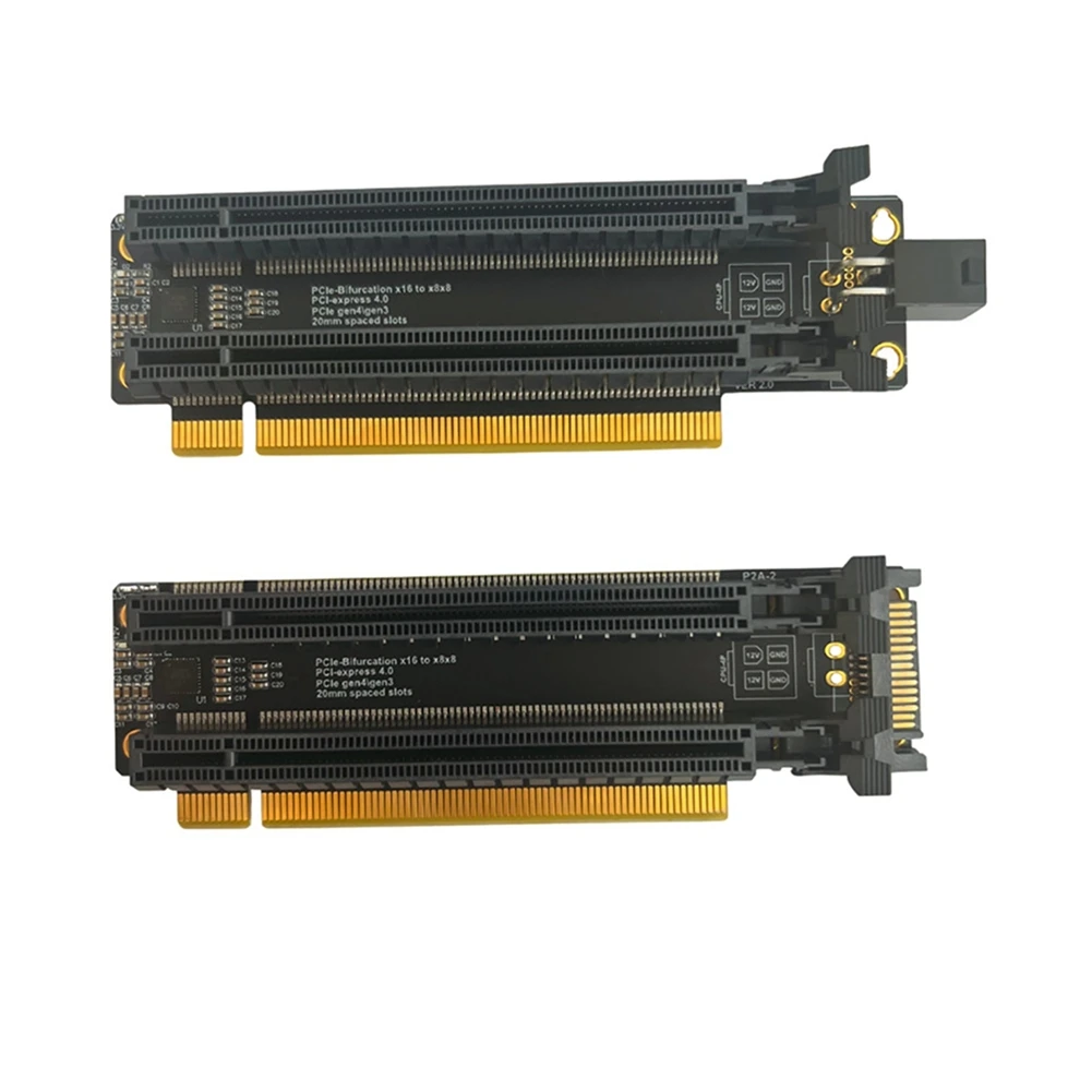 B64CPCI-E 4.0 X16 1 to 2 Expansion Card Gen4 Split Card PCIe-Bifurcation X16 to X8X8 with 20mm Spaced Slots CPU4P(4 Pin)