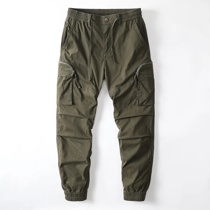 

Men's Cargo Joggers - Multi-Pocket Versatile Workwear Pants, Khaki & Camo Casual Tapered Fit with Elastic Cuff