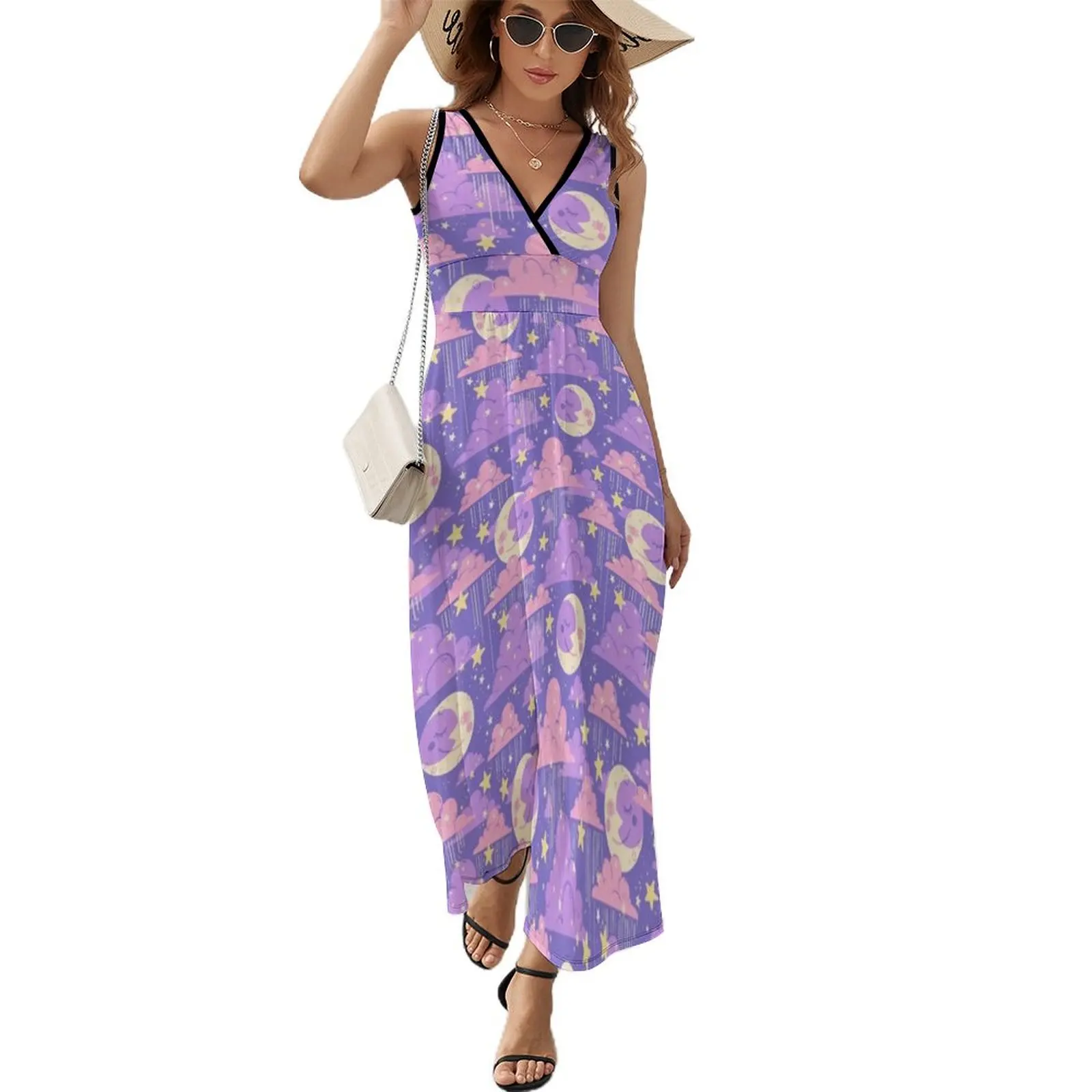 

Rainy Night Sky in Pastel Purple Sleeveless Dress ladies dresses for special occasion women's summer jumpsuit