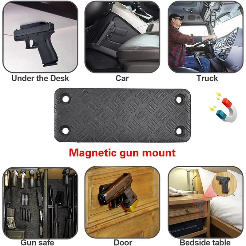 Black 36-Pound-Bearing Magnetic Gun Holster with Rubber Coating, Suitable for Pistols, Shotguns, Rifles, and Revolvers. Universa image 6