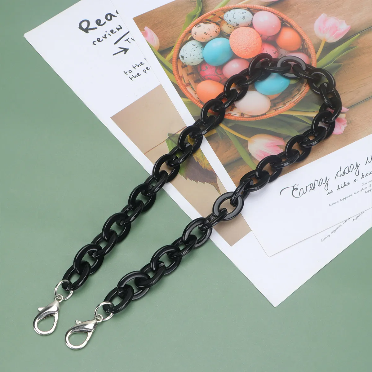 60 センチメートルバッグチェーンアクリル合金ポリッシュ交換ストラップ DIY 小さなハンドバッグトート財布装飾アクセサリー黒 1