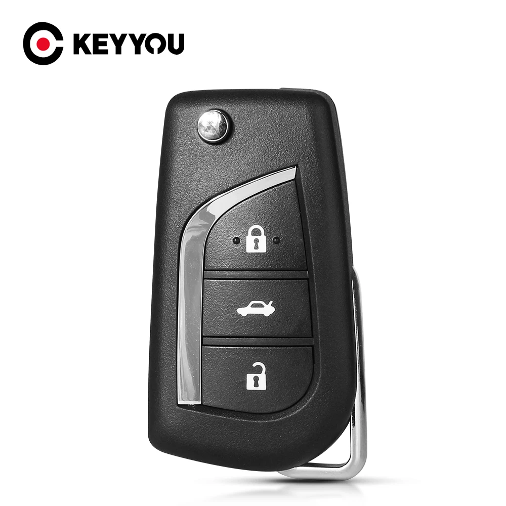 

KEYYOU New 3 Buttons Car Flip Folding Key Shell Blank Remote Fob Case For Toyota Corolla EX New VIOS Key Toy43 Blade