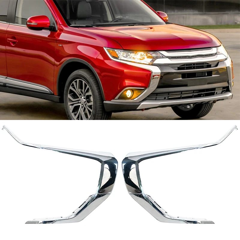 For Mitsubishi Outlander 2016 2017 2018 2019 2020 2021 Front Bumper Fog Light Chrome Molding Strip Car Accessories