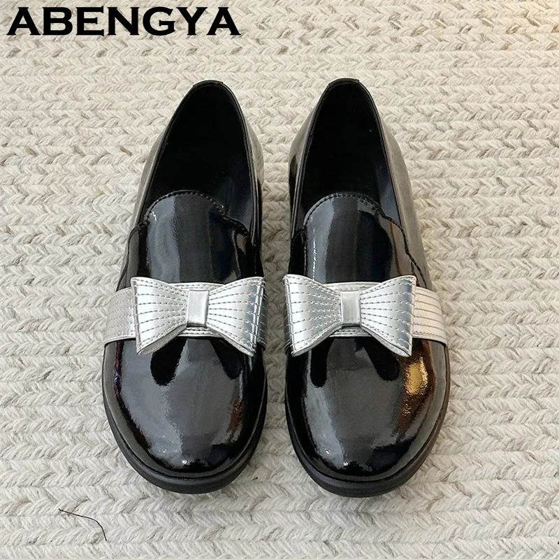 

Женские лоферы с бантом 2026, черные, из натуральной кожи, повседневные слипоны, мокасины, женские туфли для вождения