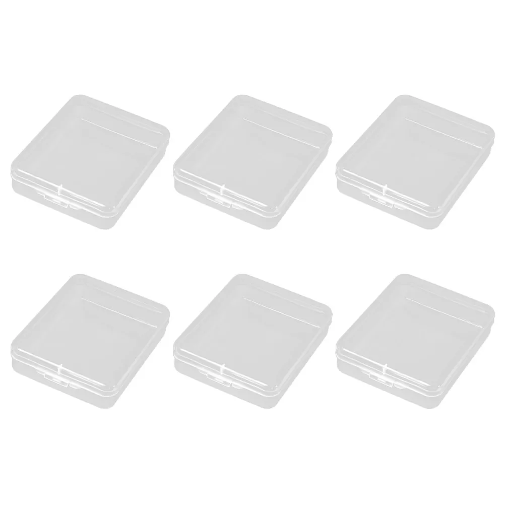 6Pcs Plastic Storage Box Transparent Rectangular Case Organizer for Jewelry Earrings Accessories Small Item Holder Portable